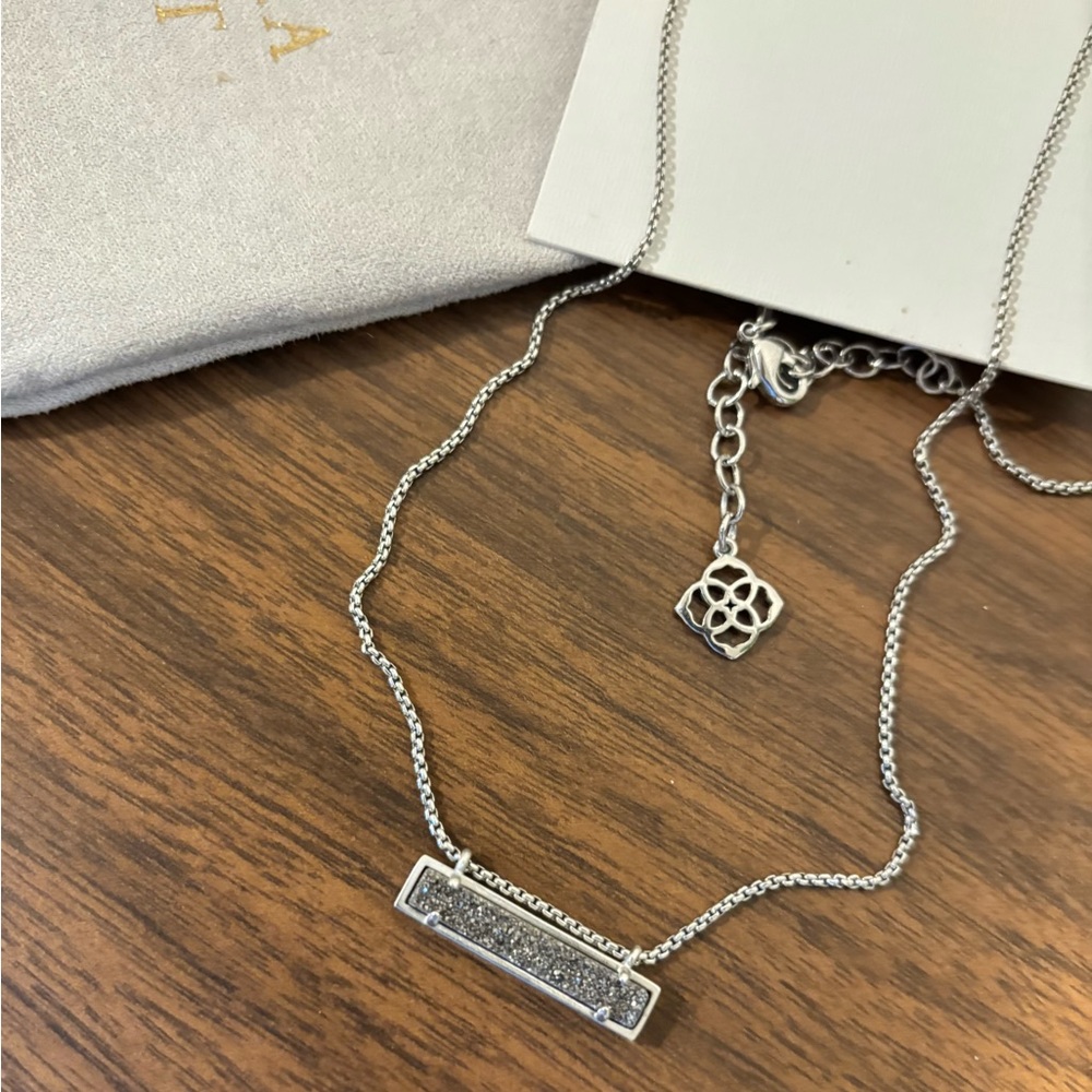 Kendra Scott Rectangular Silver Drusy Necklace - image 3